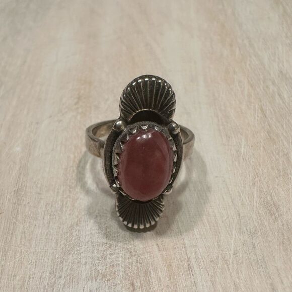 𝅺Pink Rhodo Sterling Silver Ring - Picture 2 of 3